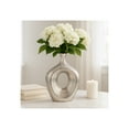 thumbnail image 1 of Elegant Ceramic Vase with Hollow Center for Living Room Decor - Contemporary Flower Vase for Home Decor and Room Display - Sculptural Accent for Bedroom, House, Office and Table - 13", Silver, 1 of 14