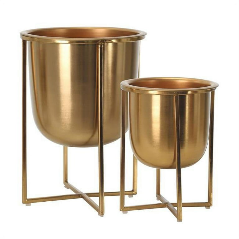 Sagebrook Home Set Of 2 Metal Planters On Stand 14629 Sagebrook Home Set Of 2 Metal Planters On Stand 14629