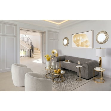 Sagebrook Home 24"H Metal/Marble Drink Table in White/Gold with Iron Frame - 10" x 10" x 24"