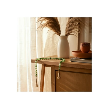 Decorative Beads Garland Tassel Accents Resin Boho Style Home Office Bedroom Decor - 1" Green