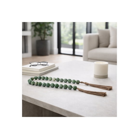 Modern Resin Bead Garland Accent for Home Decor and Bathroom - Soft Neutral Styling Detail for Office, Room and Living Room - Shelf and Coffee Table Decor for Layered Displays - 1", Green