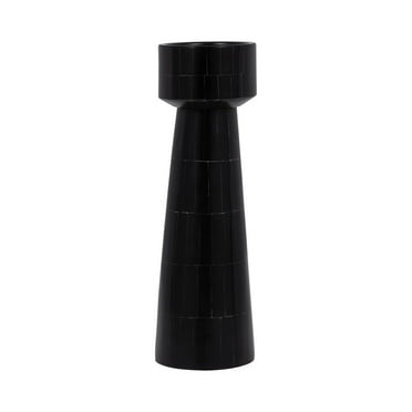 Sagebrook Home 12" Resin Pillar Candleholder, Black