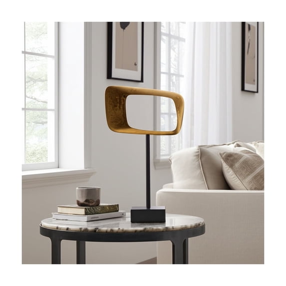 Modern Abstract Metal Sculpture - Aluminum Decorative Accent with Minimalist Design for Home or Office - Contemporary Art Piece for Living Room, Bedroom, Desktop, or Table Decor - 22" Gold