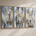 thumbnail image 1 of Modern Abstract Canvas for Home Wall Decor - Decorative Framed Wall Art for Living Room and Dining Room Decor - House Accent for Entryway or Bedroom Styling - Set of 3, 42", Blue & White, 1 of 13