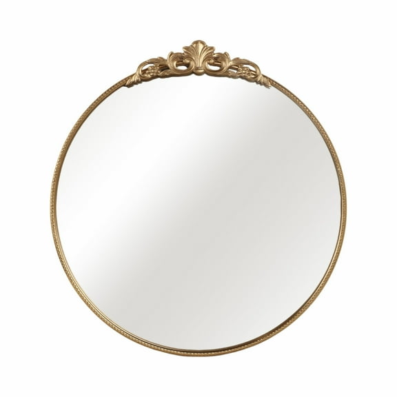 Sagebrook Home 36" Fleur Applique Round Mirror in Gold
