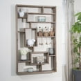 thumbnail image 1 of Sagebrook Home 39" x 5" Brown Fir Wood Geometric Wall Shelf, 1 of 7
