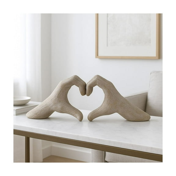 Decorative Heart Hands Ornament for Home Decor, Coffee Table Decor, Bathroom, or Office Accent - Sentimental Accent Statue Perfect for Room Decor, Shelf, or Living Room Decor - 5" Gold