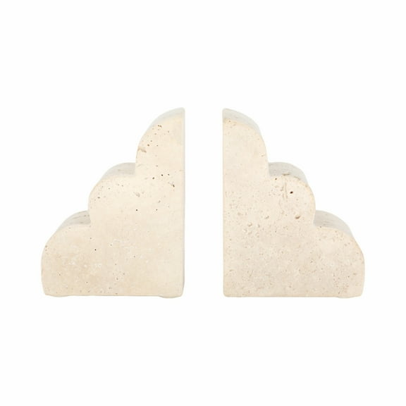 Sagebrook Home 5" Tan Travertine Cloud Bookends (Set of 2)