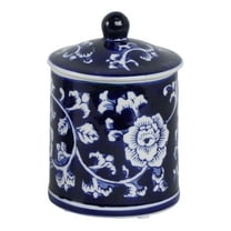 Sagebrook Home 6" Chinoiserie Ceramic Scented Candle With Lid, Blue/White