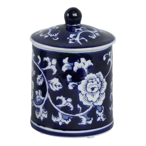 Sagebrook Home 6" Chinoiserie Ceramic Scented Candle With Lid, Blue/White