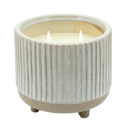 Sagebrook Home 6" Ridged Scented Footed Candle, Beige, 20oz