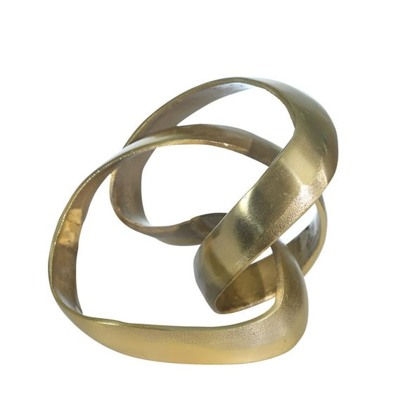 Decorative Aluminum Knot Sculpture for Home Decor - Ornaments Figurine for Bathroom, Office, and Living Room Styling - Modern Shelf Accent, Coffee Table, or Room Display - 7", Gold & Metallic