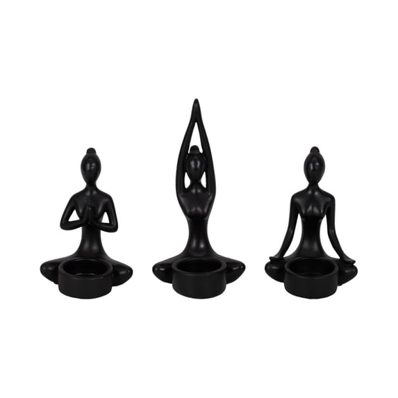 Sagebrook Home 7" Set of 3 Yoga Candle Holder Polyresin Seated Women Votive Candle Holder - 3" x 3" x 6"