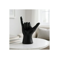Hand Sculpture for Home Decor or Bathroom Decor - Modern Hang Loose Statue for Bookshelves, Office Accents, and Room Design - Living Room Decor or Coffee Table Ornament - 7", Black