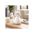 thumbnail image 1 of Cat Figurine with Glasses for Home and Bathroom Decor - Porcelain Animal Sculpture for Office and Room - Glam Statue Display for Living Room, Shelf and Coffee Table Ornament - 7", White, 1 of 14