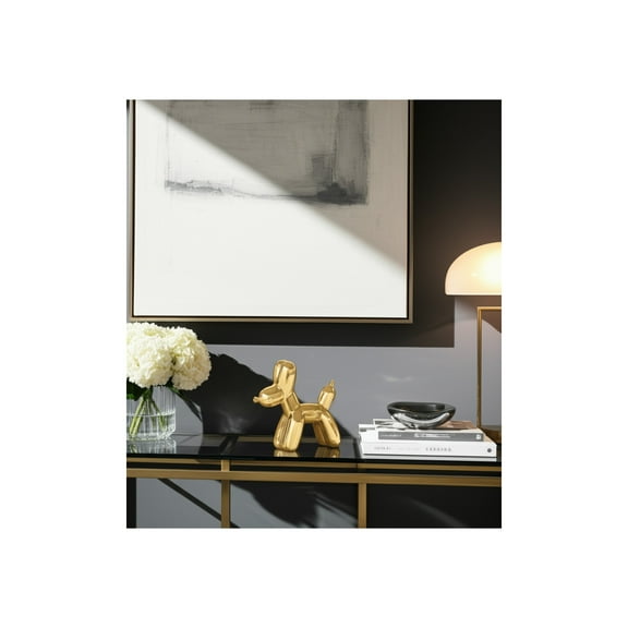 Balloon Dog Figurine - Metallic Ceramic Stoneware Home Decor Accent for Living Room, Bedroom, Office - 7" Gold