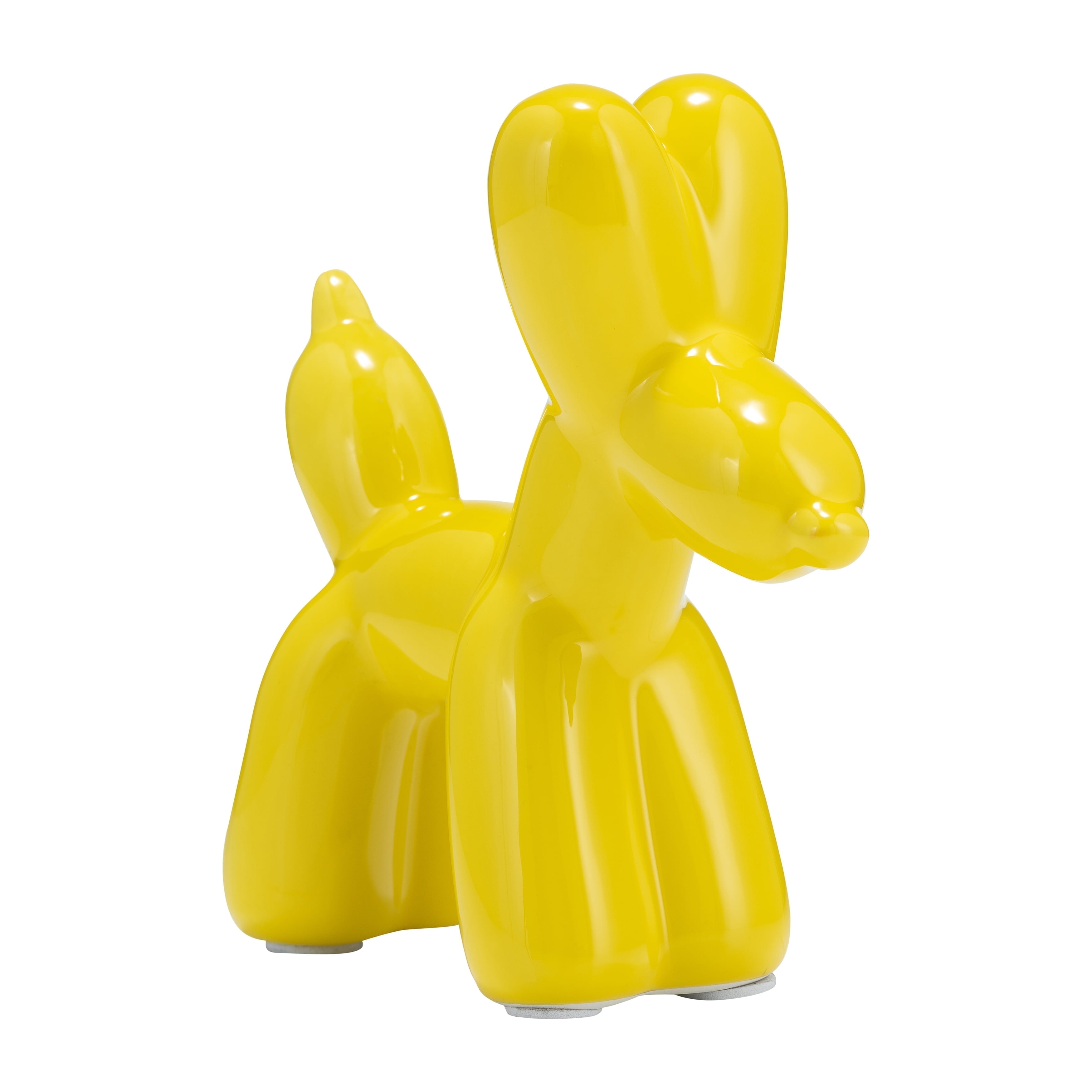 Yellow Ceramic Balloon Dog Figurine, 7-inch