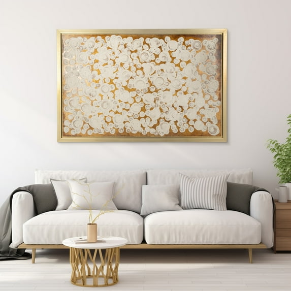 Sagebrook Home Modern Glam Clustered Circles Acrylic Gold Leaf Wall Art, White and Gold