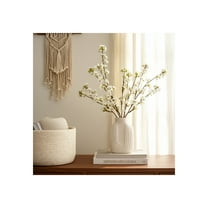 Vase Stoneware and Ceramic Boho Embossed Design Home Office Bedroom Living Room Use - 8" Ivory & Tan