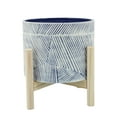 thumbnail image 1 of Sagebrook Home 8" Planter With Wood Stand, Navy, 1 of 2