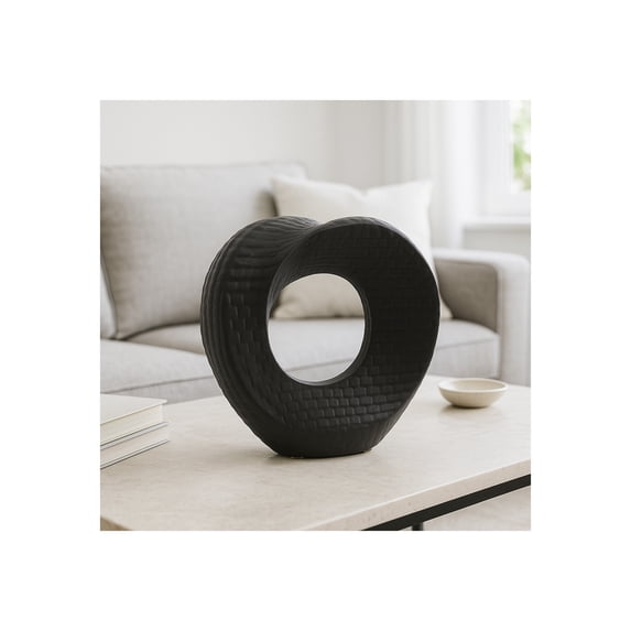 Modern Decorative Home Sculpture - Figurine Accent for Bathroom Decor, Office Desk, or Any Room - Artful Ornament for Living Room Decor, Bookshelf Display, or Coffee Table - 8", Black