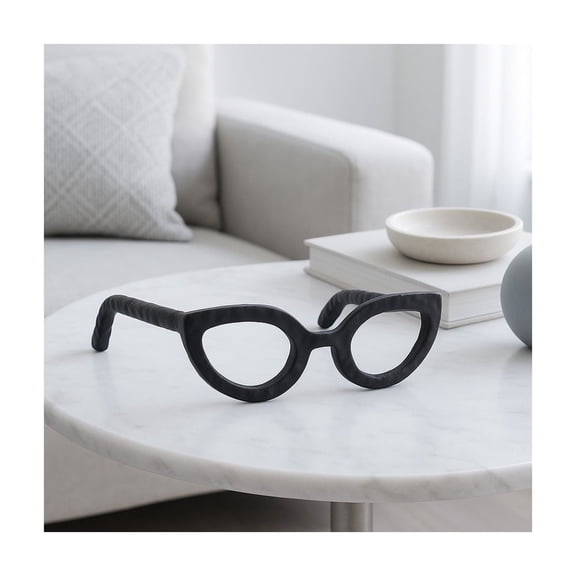 Decorative Glasses Sculpture for Home Decor - Bathroom, Desk and Office Decor Object - Living Room Decor Ornament - Shelf Styling and Coffee Table Statues - Sculpture for Unique Spaces - 3" Black