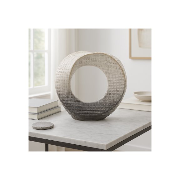 Decorative Home Decor Sculpture - Bathroom Accessory, Office and Room Decor Statement Piece - Modern Statue Accent for Living Room Decor, Bookself, Coffee Table or Artful Ornaments - 10" Ivory & Tan