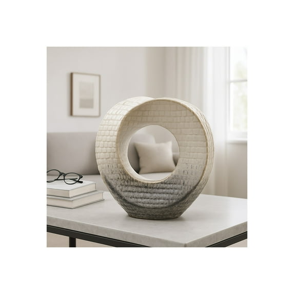 Decorative Home Decor Sculpture - Bathroom Accessory, Office and Room Decor Statement Piece - Modern Statue Accent for Living Room Decor, Bookself, Coffee Table or Artful Ornaments - 8" Ivory & Tan