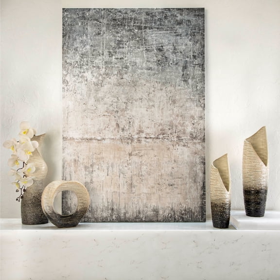 Decorative Home Decor Sculpture - Bathroom Accessory, Office and Room Decor Statement Piece - Modern Statue Accent for Living Room Decor, Bookself, Coffee Table or Artful Ornaments - 10" Ivory & Tan