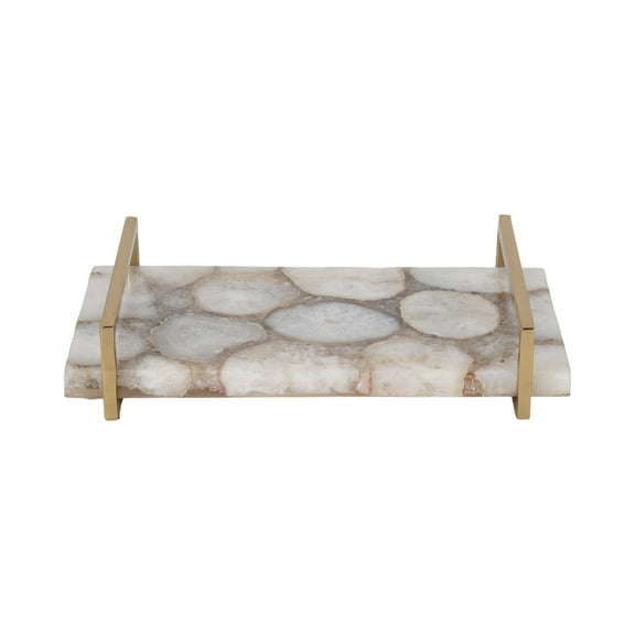 Sagebrook Home Agate Inspired 14" Tray with Elegant Gold Handles