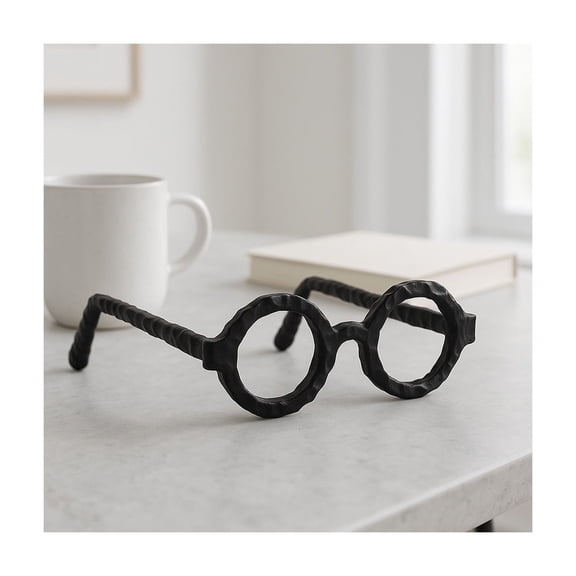 Decorative Glasses Sculpture for Home Decor - Bathroom, Desk and Office Decor Object - Living Room Decor Ornament - Shelf Styling and Coffee Table Statues - Sculpture for Unique Spaces - 3" Black