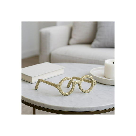 Decorative Glasses Sculpture for Home Decor - Bathroom, Desk and Office Decor Object - Living Room Decor Ornament - Shelf Styling and Coffee Table Statues - Sculpture for Unique Spaces - 3" Gold