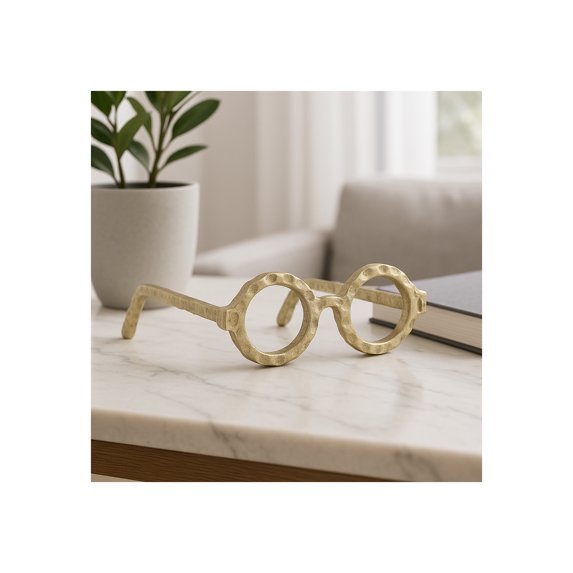 Decorative Glasses Sculpture for Home Decor - Bathroom, Desk and Office Decor Object - Living Room Decor Ornament - Shelf Styling and Coffee Table Statues - Sculpture for Unique Spaces - 3" Gold