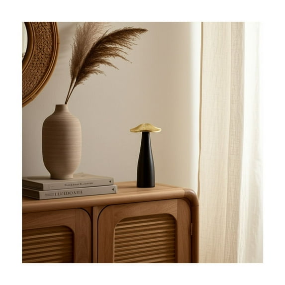 Boho Style Decorative Figurine Crafted from Metal Aluminum and Mango Wood with Artistic Modern Silhouette and Stylish Textured Design for Contemporary Accent Decor in Eclectic Interiors