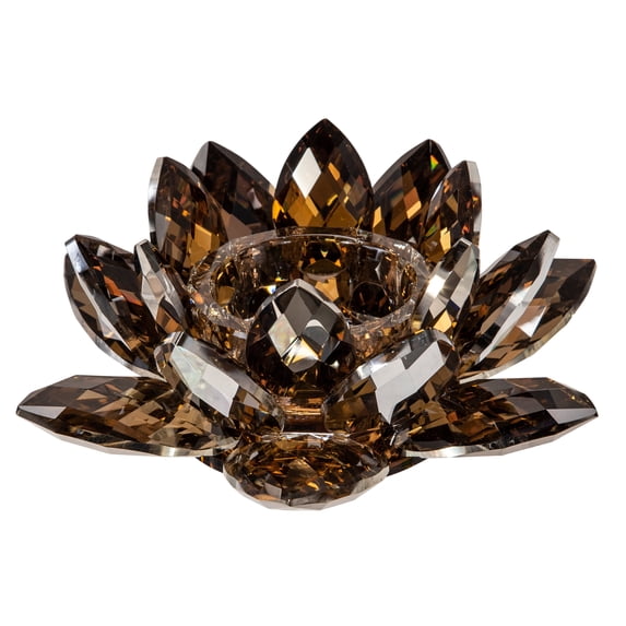 Sagebrook Home Amber Crystal Lotus Votive Holder 8.25"