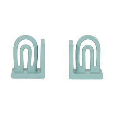 Sagebrook Home Arch Bookends Contemporary Ceramic Rainbow Arched Bookend Set for Book Display and Organization - 5" x 3" x 6"