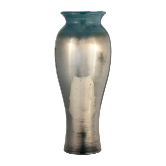 Tall Glass Vase - Blue Green - Decorative Flower Vase for Home, Office, Bedroom & Living Room Decor - 16 Inches