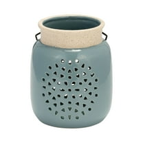 Sagebrook Home Artisan Lantern, Elegant Ceramic Flower Cut Out Design, Home Accent