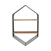 Sagebrook Home Black Iron and Brown Wooden Hexagon-shaped Wall Shelf for Your Living Room, Bathroom, Bedroom, or Office