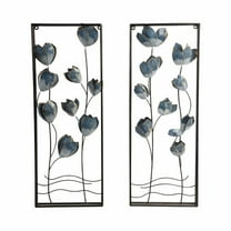 Sagebrook Home Blooming Flowers Metal Wall Panels, Iron Blue, 32 Inch, Perfect Home Decor (Set of 2)