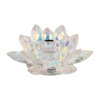 Elegant Glass Candle Holder - Glam Lotus Design - Crystal Tealight & Taper Holder - Home, Office & Living Room Decor Accent - 2" Pink
