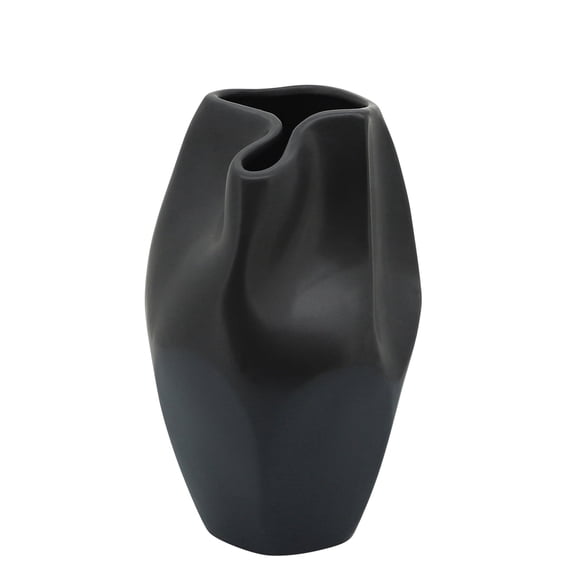 Abstract Sculptural Vase for Living Room Decor - Ceramic Flower Vase for Home, Entryway Table, or Office Display - Modern House Accent for Bedroom Nightstand and Bathroom - 10", Black