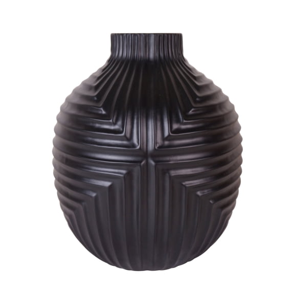 Sagebrook Home Ceramic 11" Black Striped Texture Vase