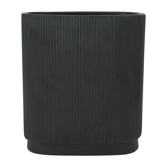 Sagebrook Home Ceramic 12"h Ridged Vase, Black