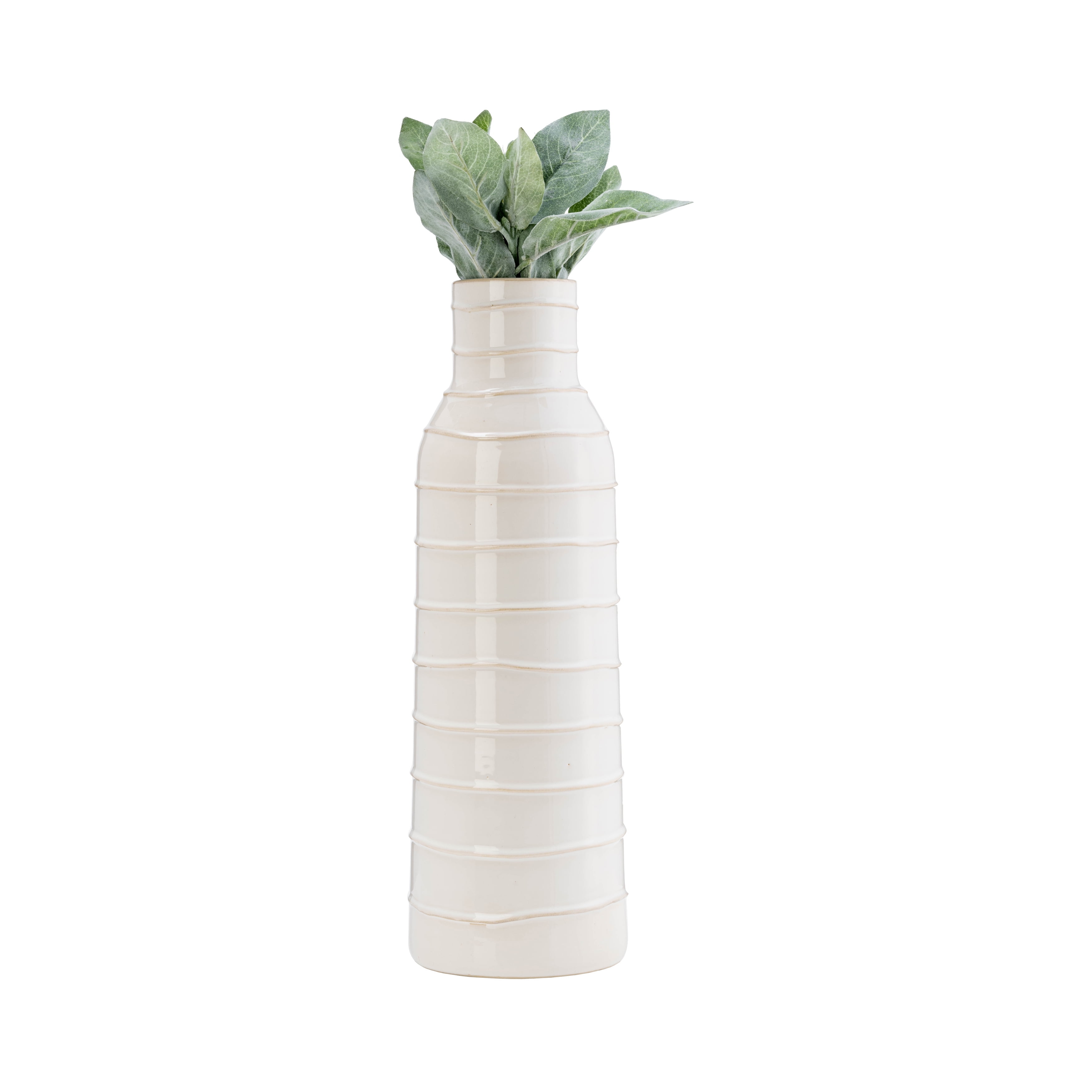 Ivory Ceramic 17" Tribal Design Vase