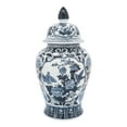 thumbnail image 1 of Sagebrook Home Ceramic 18"h Flowers Temple Jar, Blue, 1 of 2