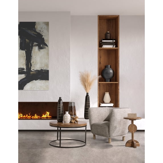 Sagebrook Home Ceramic 21"H Tribal Vase, Black, Cylinder, Ceramic, Ancestry, 5"L X 5"W X 21"H, Tribal