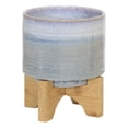 thumbnail image 1 of Sagebrook Home Ceramic 5" Planter On Stand, Blue Fade, Round, Ceramic, Contemporary, 6"L X 6"W X 8"H, Striped, 1 of 5