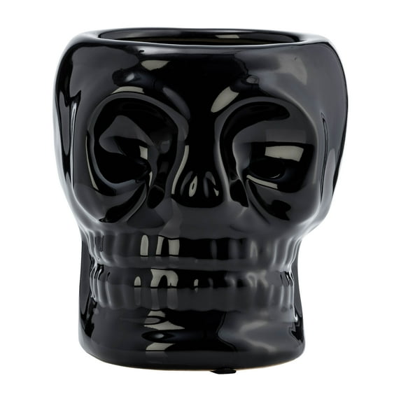 Sagebrook Home Ceramic 5" Skull Scented Candle, Black 14Oz, Round, Ceramic, Contemporary, 5"L X 5"W X 5"H, Solid Color