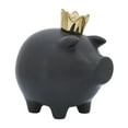 thumbnail image 1 of Sagebrook Home Ceramic 8" Pig With Crown, Black, 1 of 7